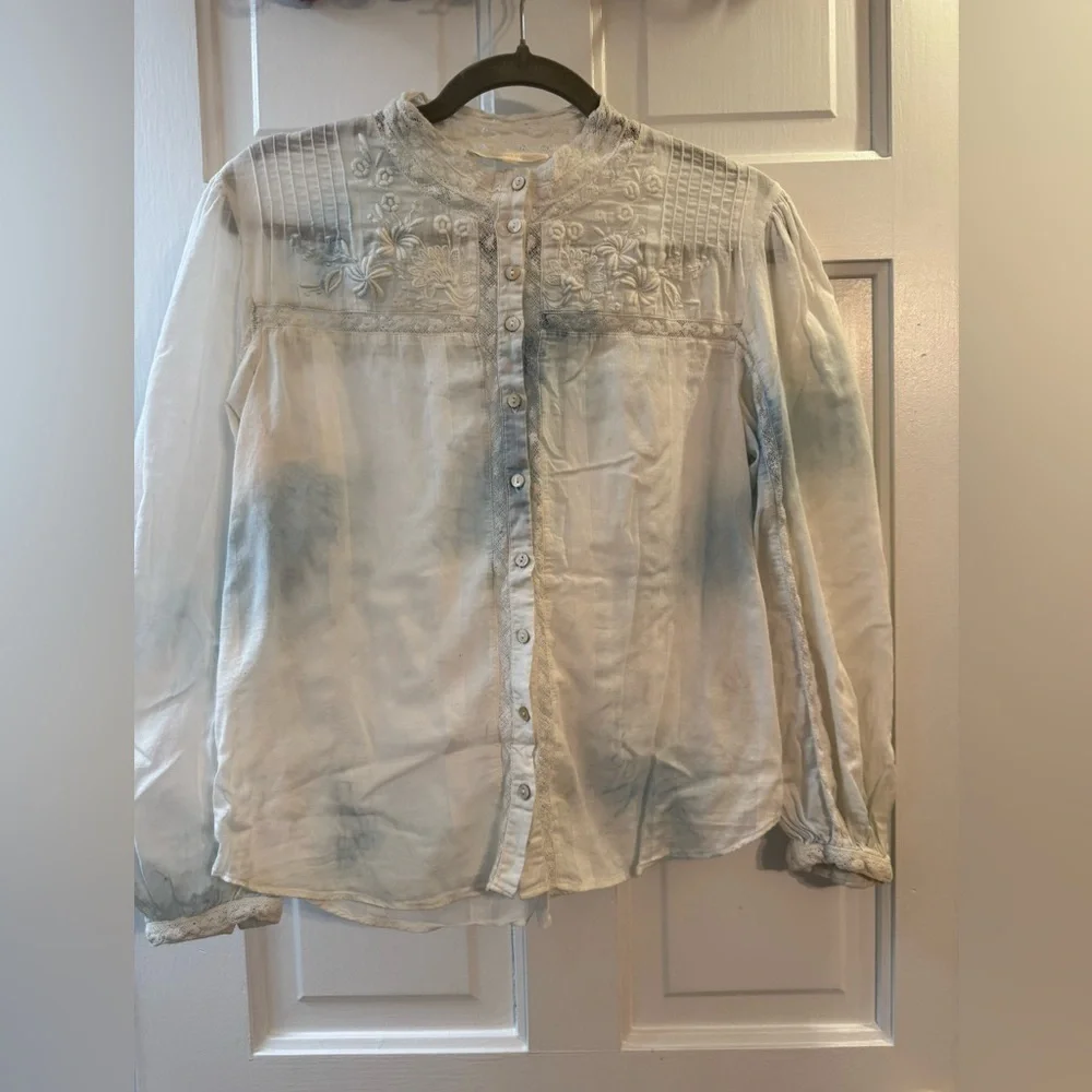 LoveShackFancy Ronda Top Medium | Cotton Lace Ruffle Blouse | Cream Romantic